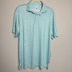 TailorByrd Luxe Mens Golf Polo Geometric Design Shirt Sz Large Spearmint